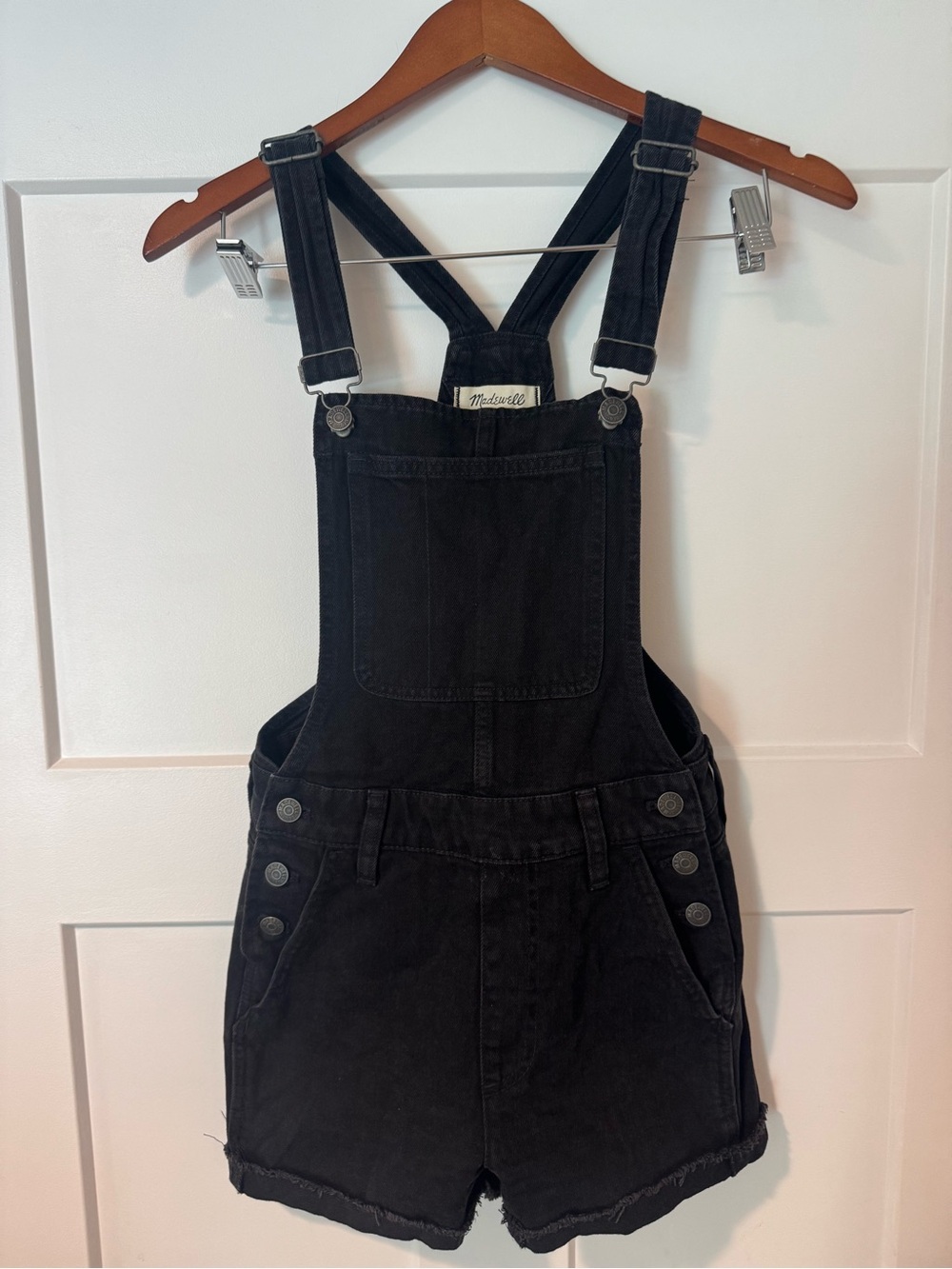 Madewell Black Denim Short Overalls